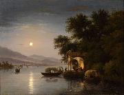 Seenlandschaft bei Mondschein Giuseppe Canella